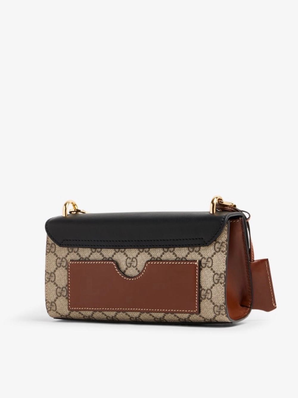 Gucci Brown/Black GG Supreme Canvas Crossbody with Gold Lock - Picture 3 of 16